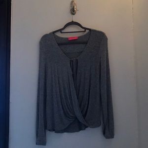 Gray Long-Sleeve Blouse